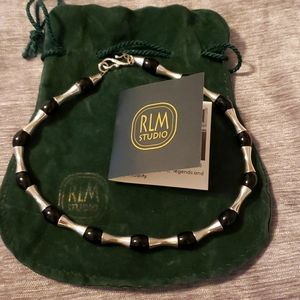 Black onyx and sterling silver bead necklace